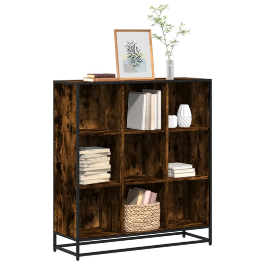Bookshelf smoked oak 97.5x33x107.5 wood material and metal