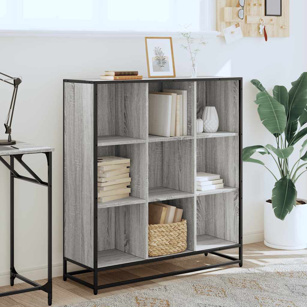 Bookcase Grey Sonoma 97.5x33x107.5 wood and metal