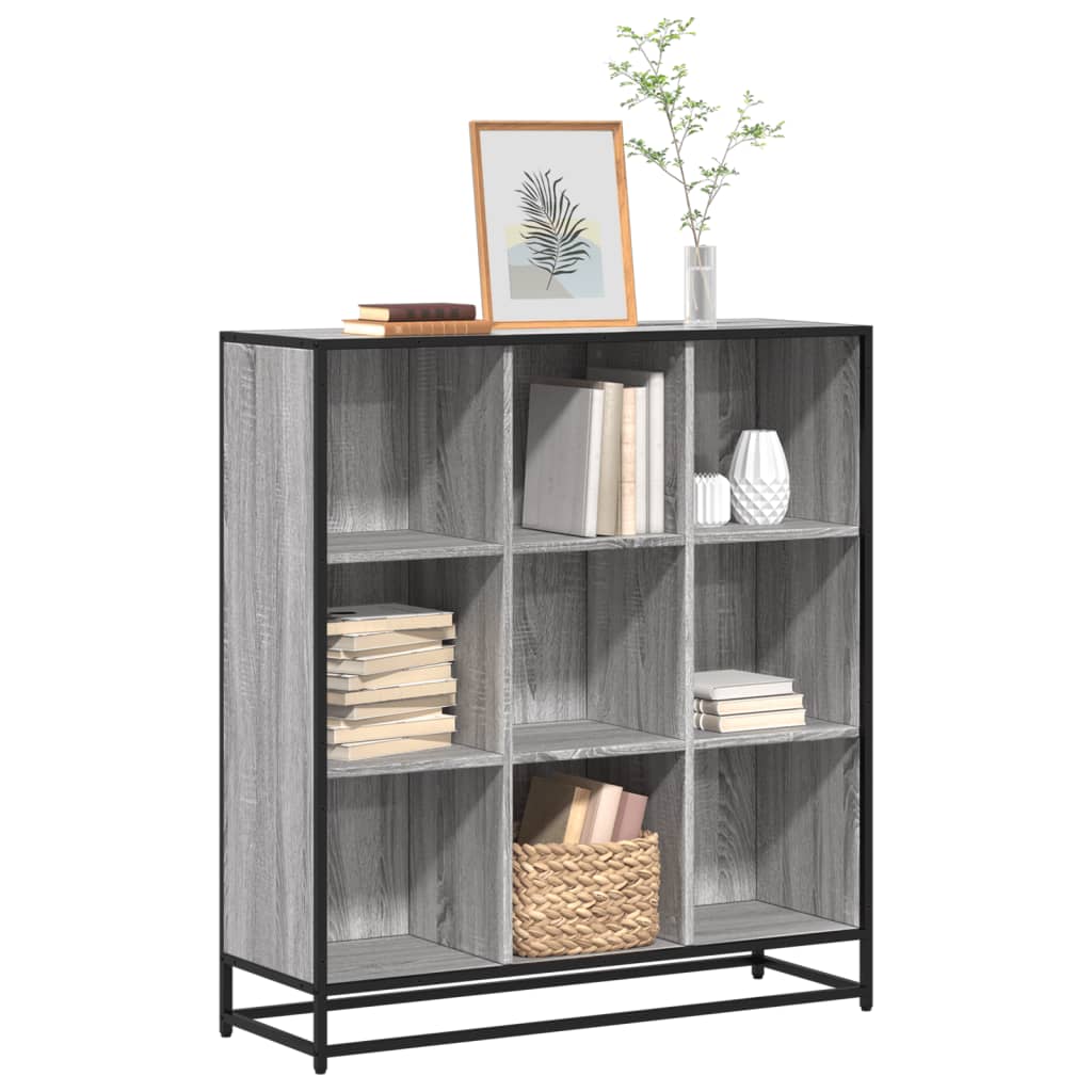 Bookcase Grey Sonoma 97.5x33x107.5 wood and metal