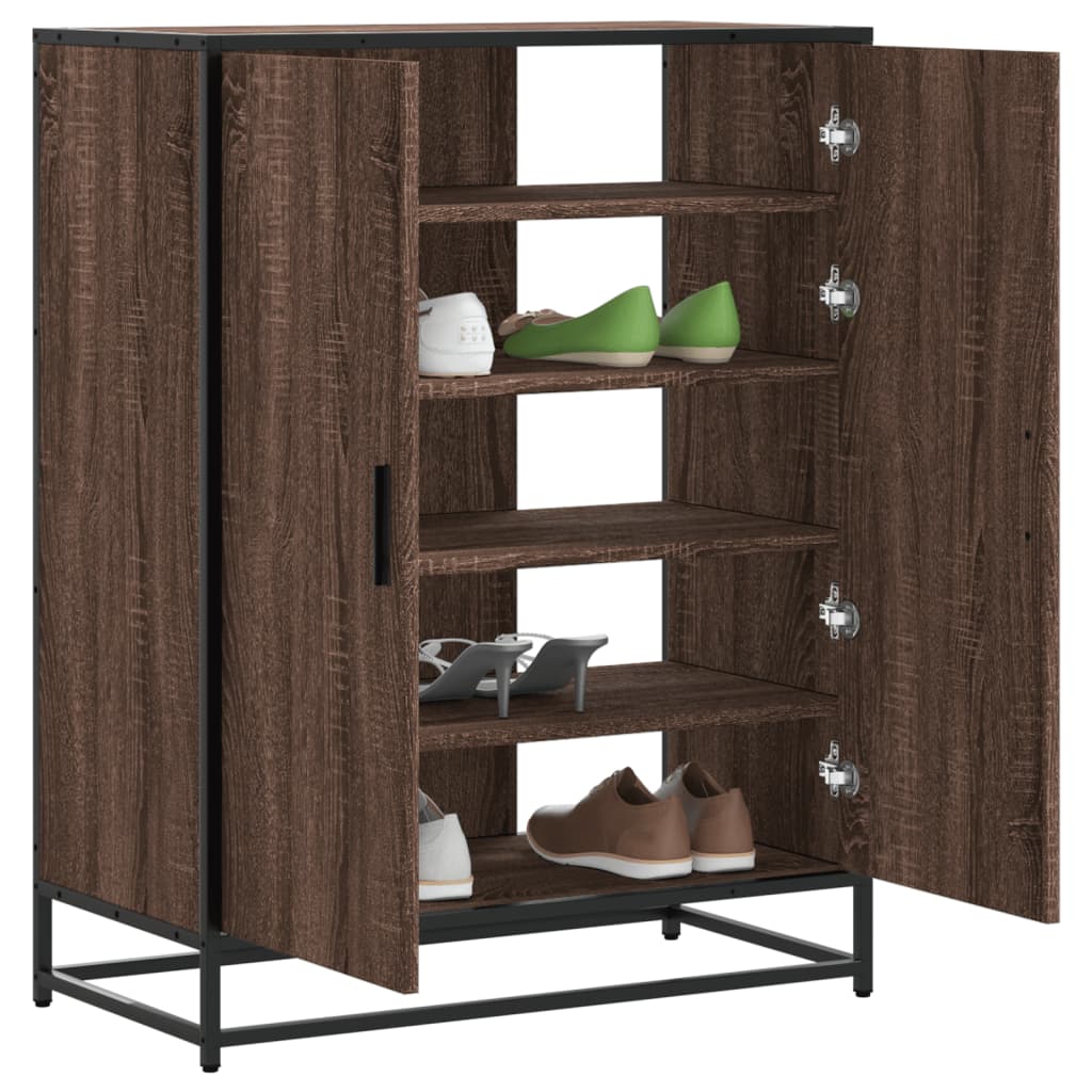 Shoe cabinet oak look 75x38x97.5 cm wood material metal