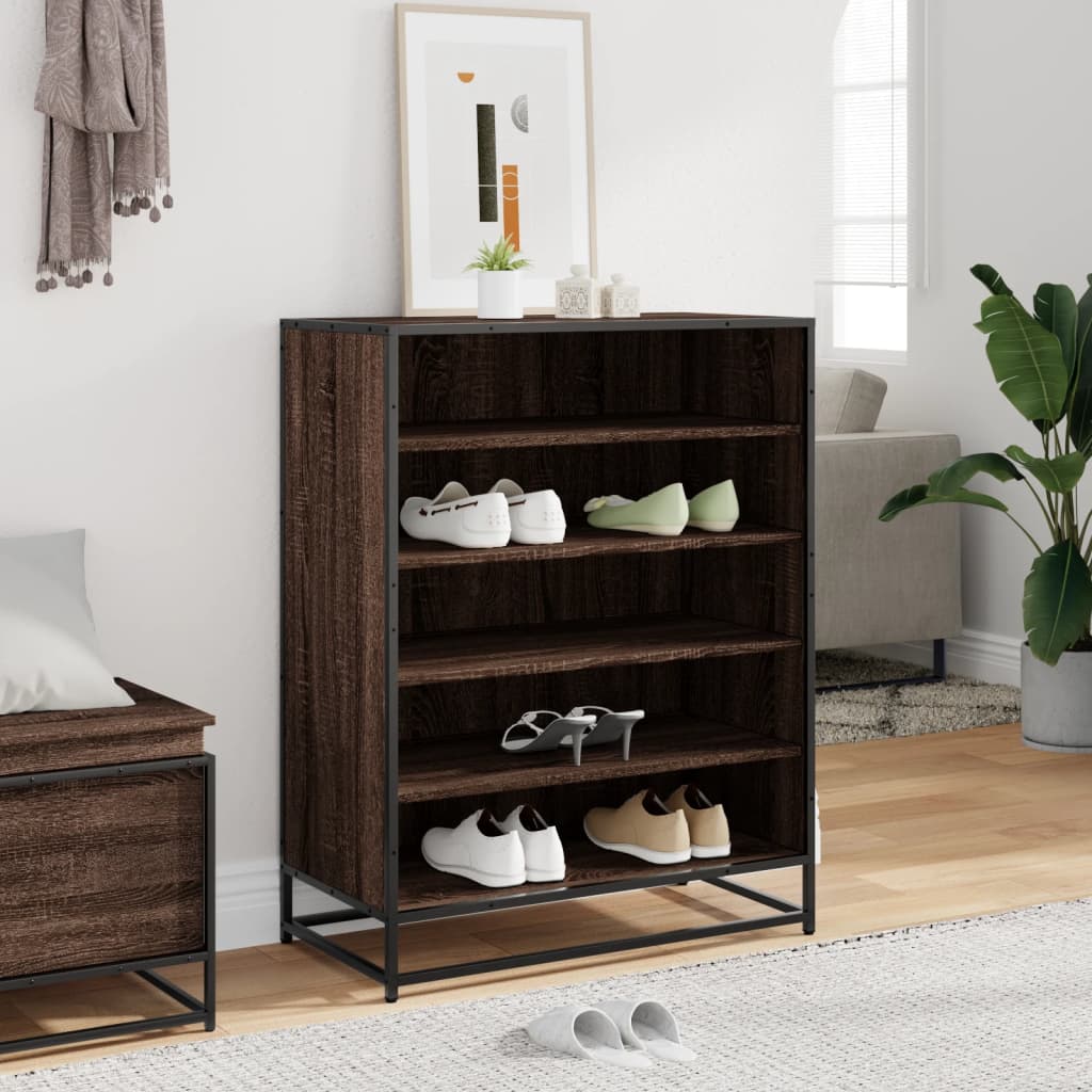 Shoe cabinet oak look 75x38x97.5 cm wood material metal