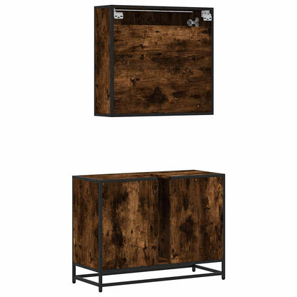 2-tlg. Badmöbel-Set Räuchereiche Holzwerkstoff