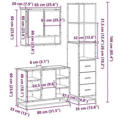 3-tlg. Badmöbel-Set Sonoma-Eiche Holzwerkstoff