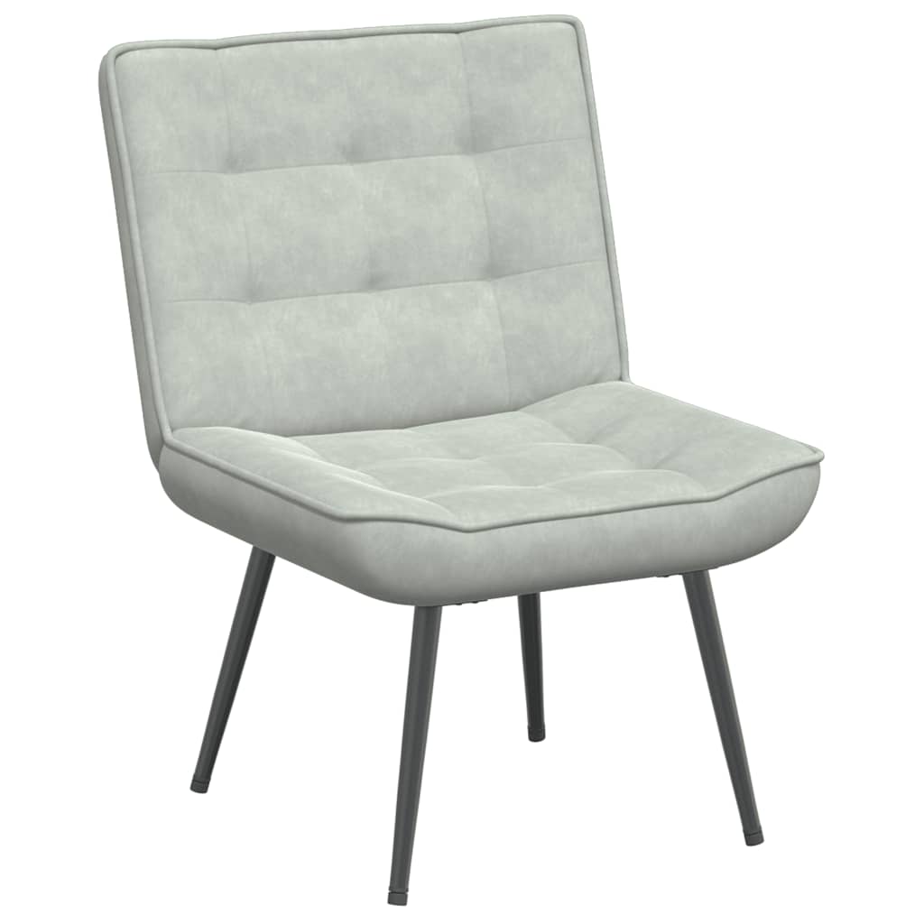 Fauteuil relax avec tabouret en velours gris clair