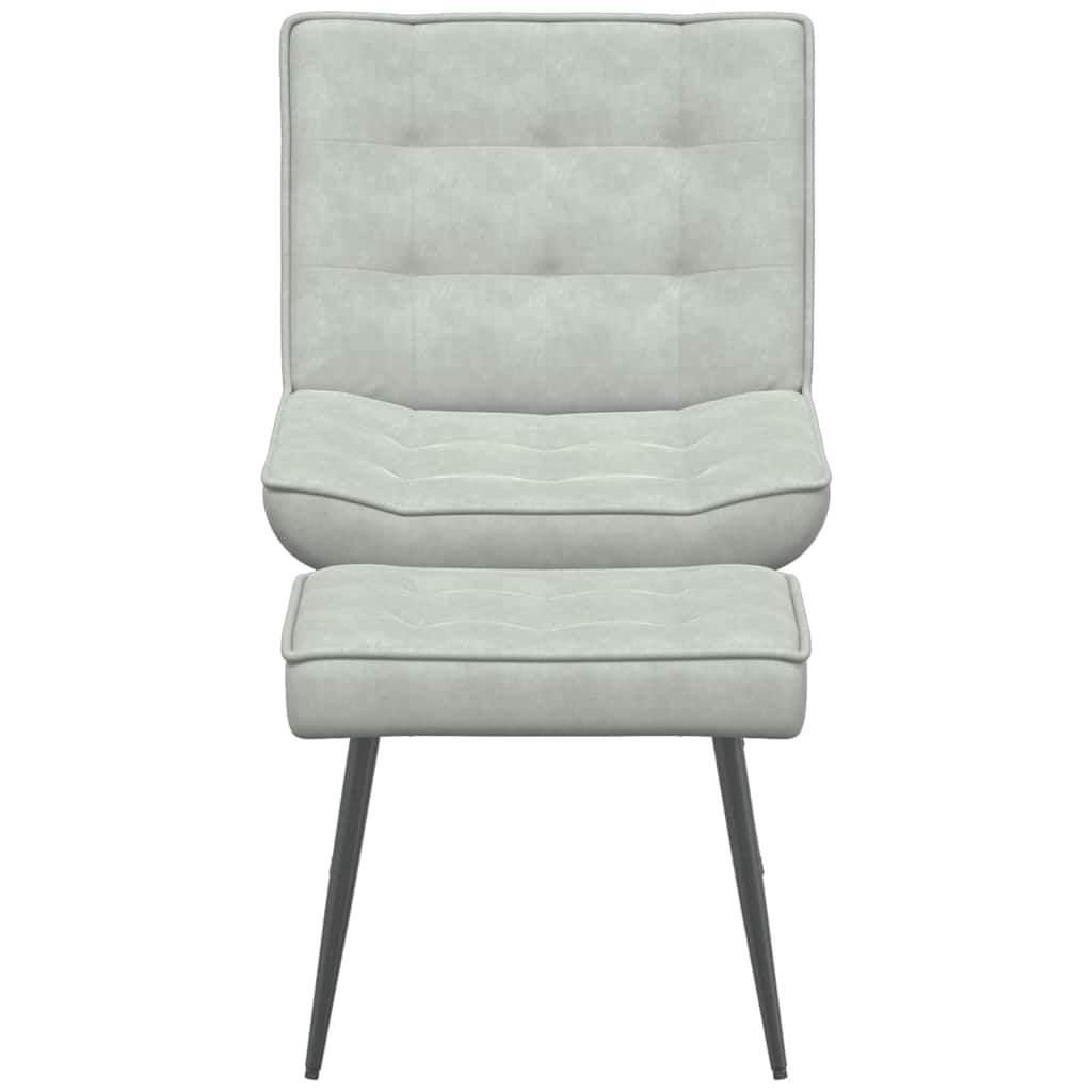 Fauteuil relax avec tabouret en velours gris clair