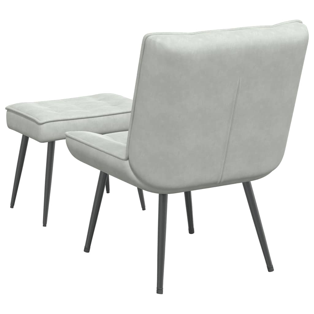 Fauteuil relax avec tabouret en velours gris clair