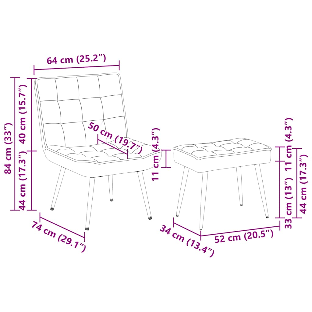 Fauteuil relax avec tabouret en velours gris clair