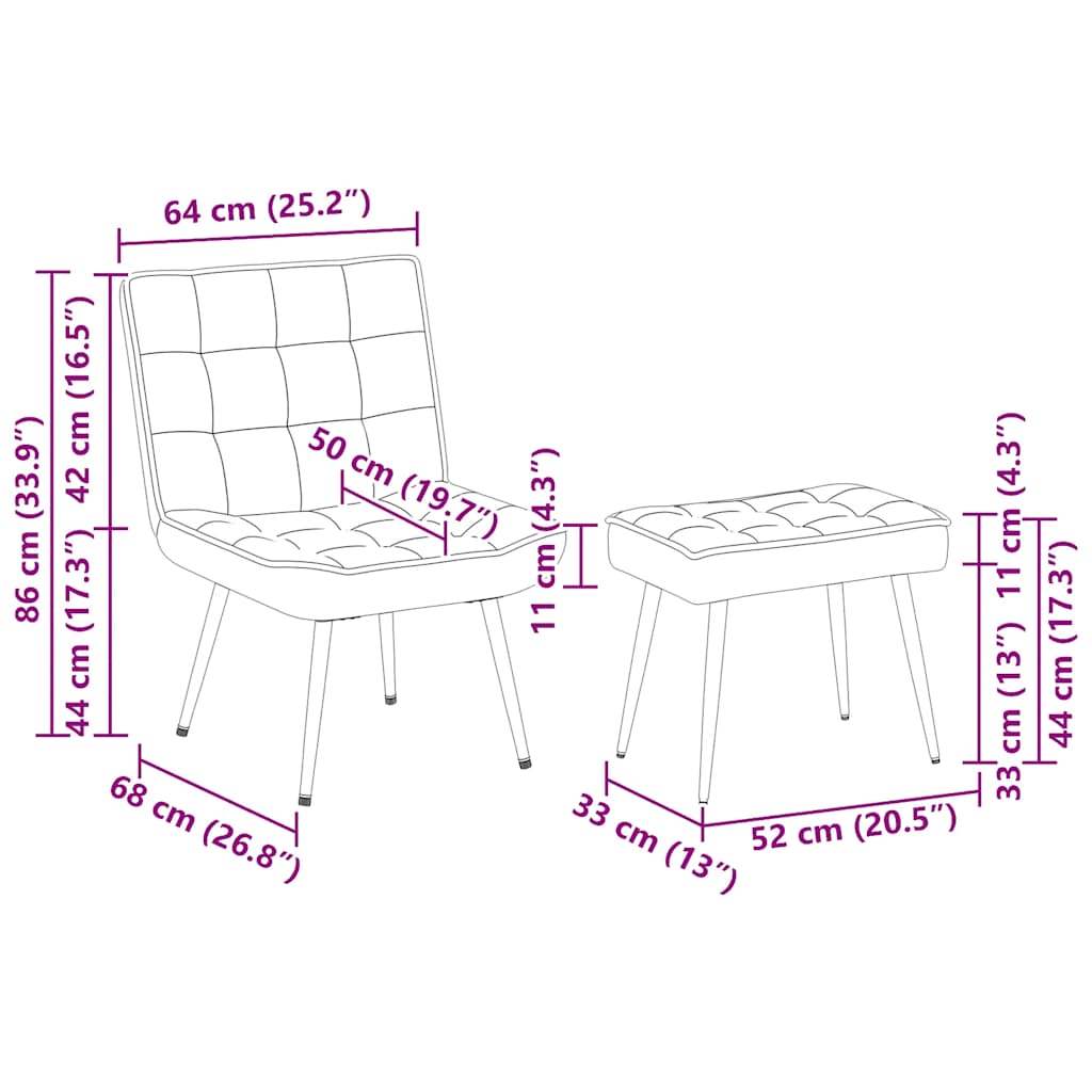 Relaxsessel mit Hocker Dunkelgrau Samt