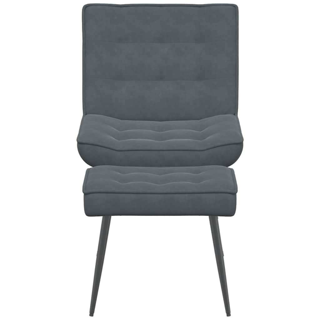 Fauteuil relax avec tabouret en velours gris foncé