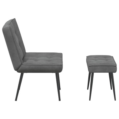Relaxsessel mit Hocker Dunkelgrau Samt