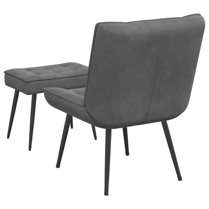 Relaxsessel mit Hocker Dunkelgrau Samt