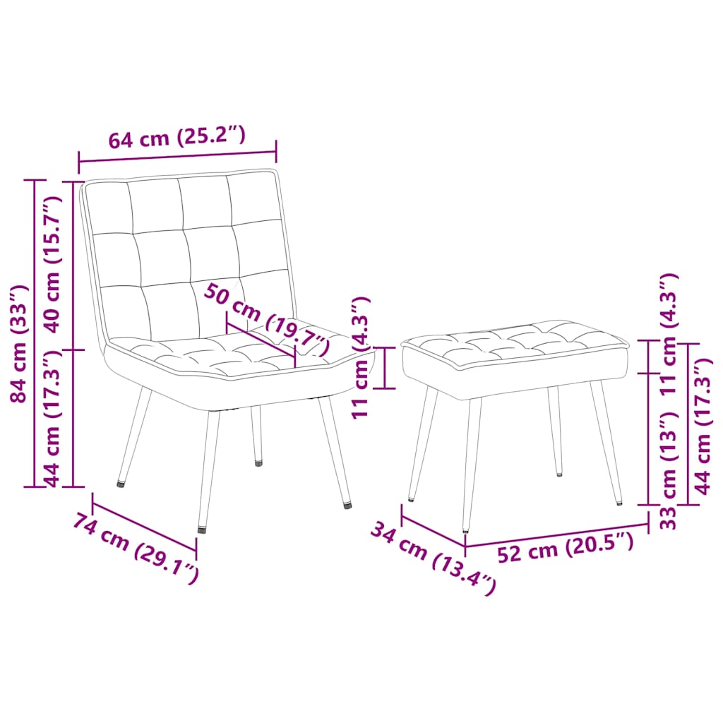 Fauteuil relax avec tabouret en velours gris foncé