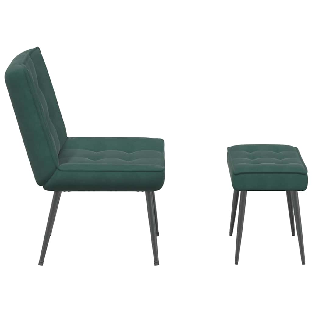 Fauteuil relax avec tabouret en velours vert foncé