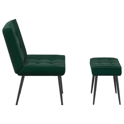 Relaxsessel mit Hocker Dunkelgrün Samt