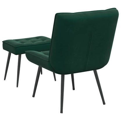 Relaxsessel mit Hocker Dunkelgrün Samt