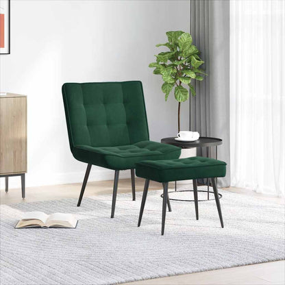 Relaxsessel mit Hocker Dunkelgrün Samt