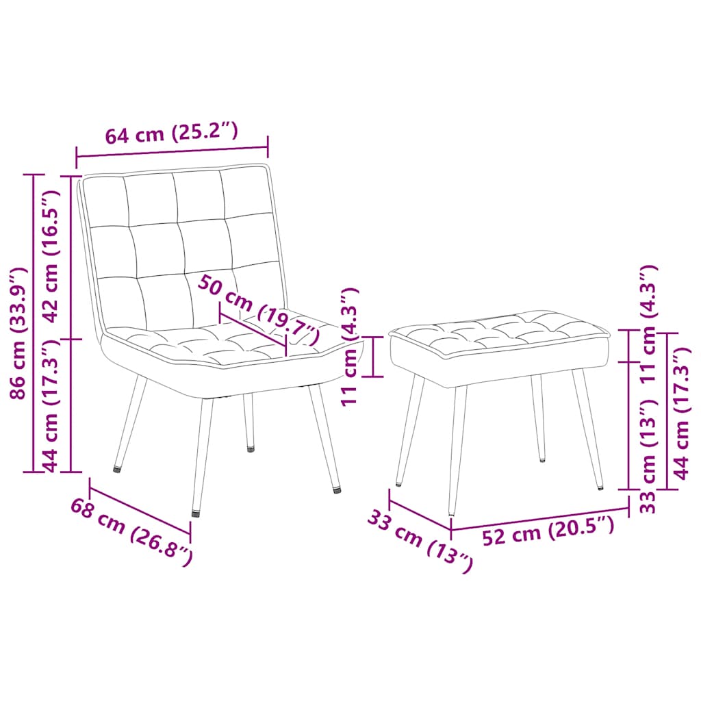 Relaxsessel mit Hocker Rosa Samt