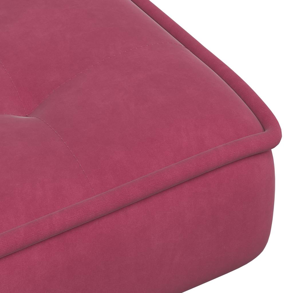 Relaxing chair with stool wine red velvet