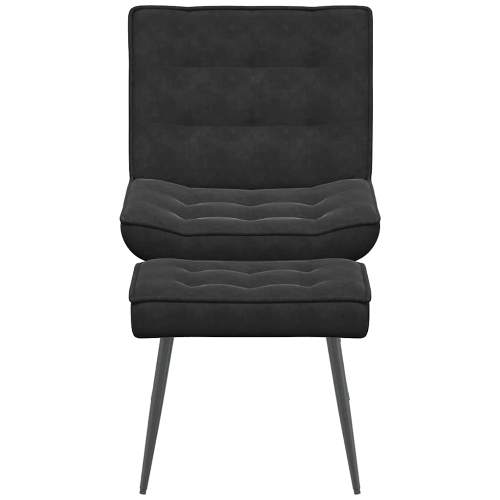 Relaxing chair with stool black velvet