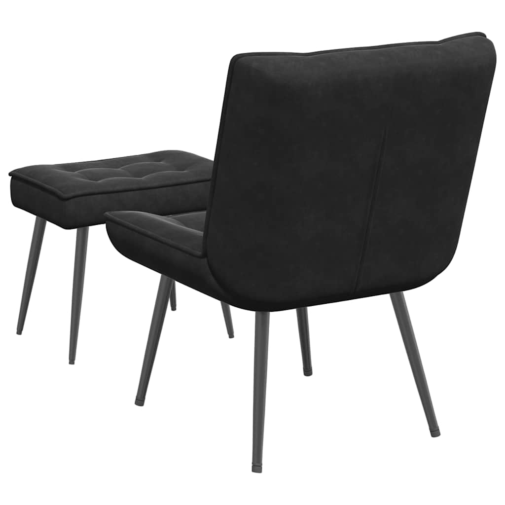 Relaxing chair with stool black velvet