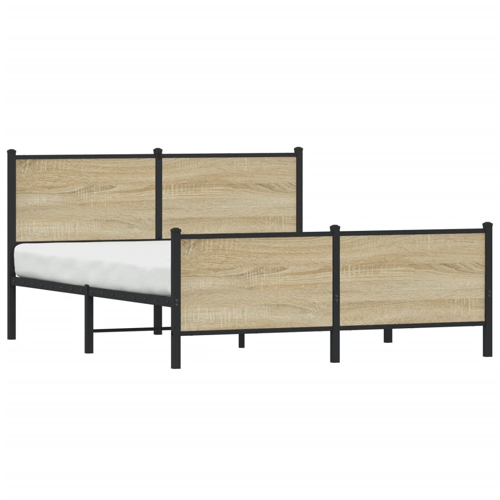 Metallbett ohne Matratze Sonoma-Eiche 140x190 cm