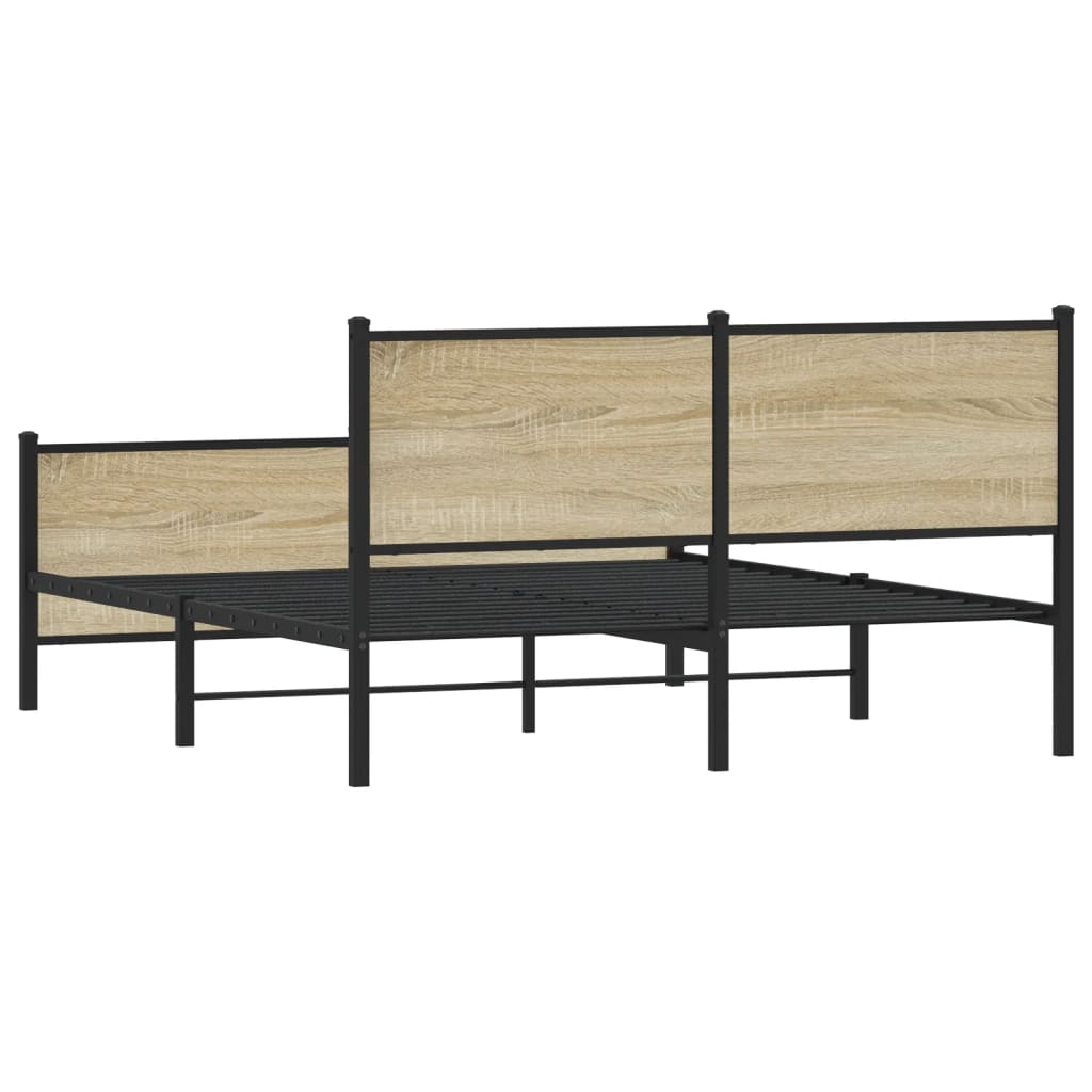 Metallbett ohne Matratze Sonoma-Eiche 140x190 cm