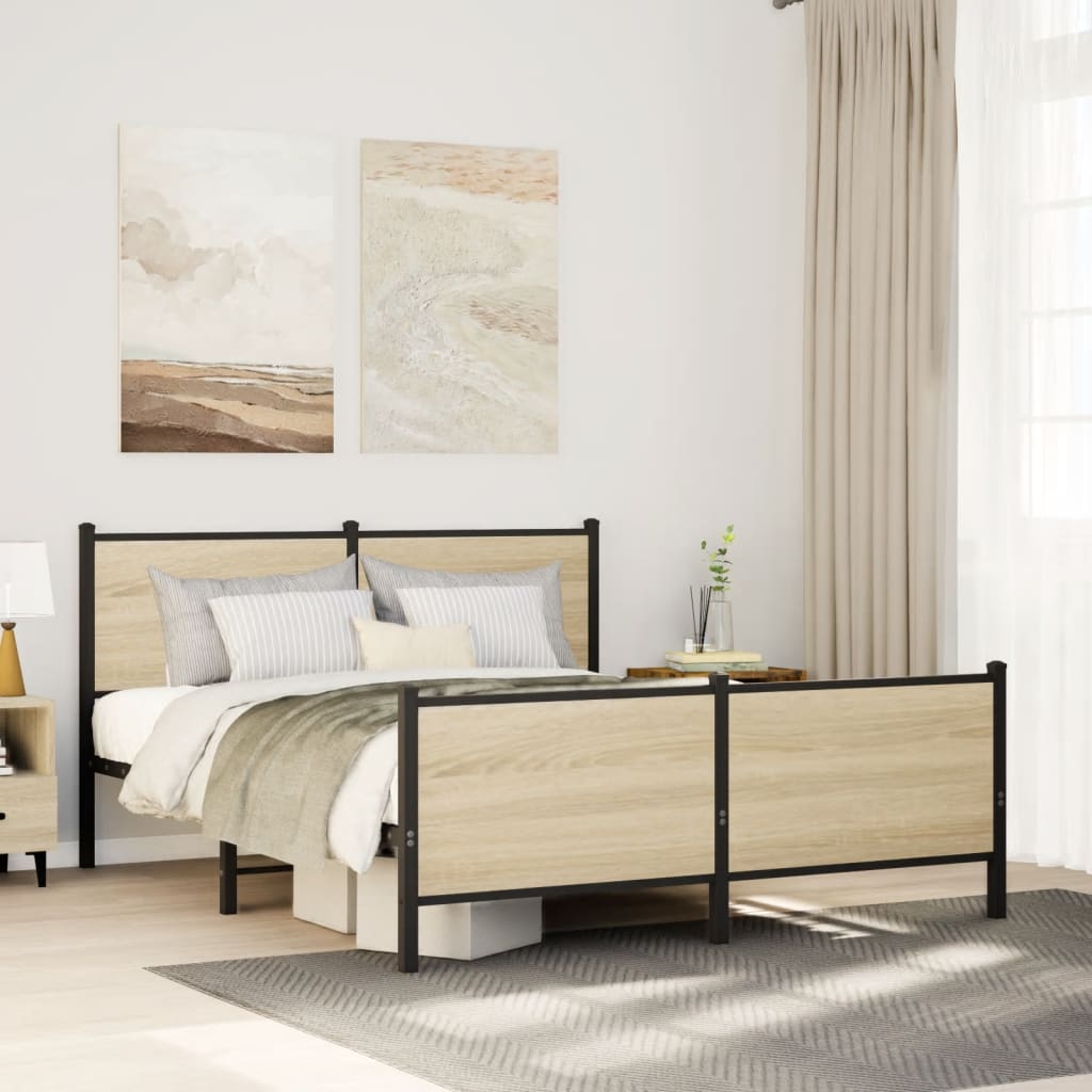 Metallbett ohne Matratze Sonoma-Eiche 140x190 cm