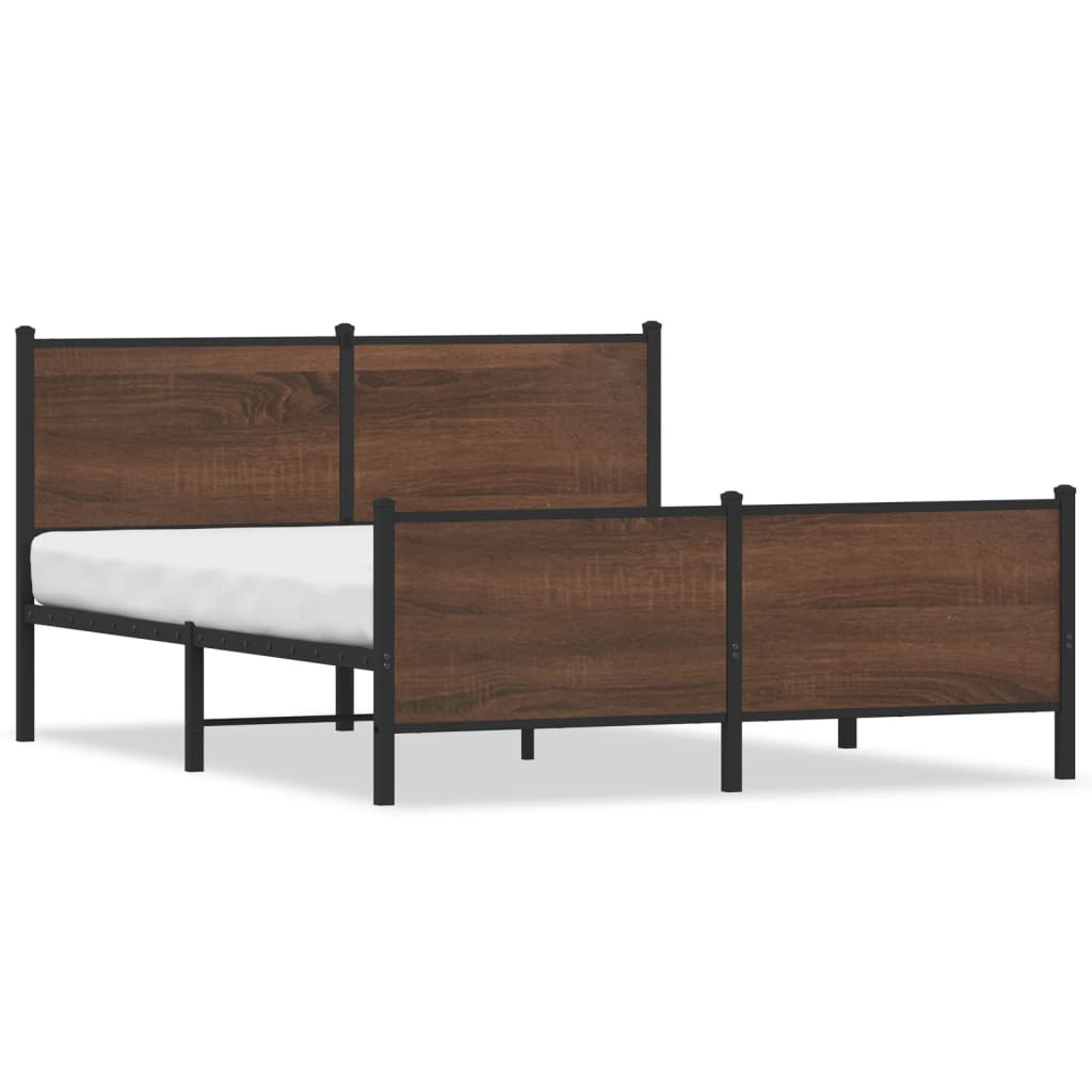 Metallbett ohne Matratze Braun Eichen-Optik 140x190 cm