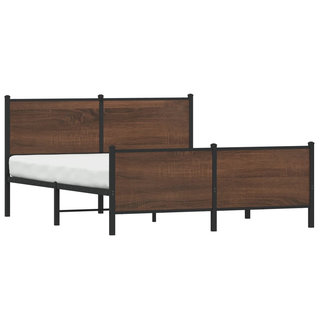 Metallbett ohne Matratze Braun Eichen-Optik 140x190 cm