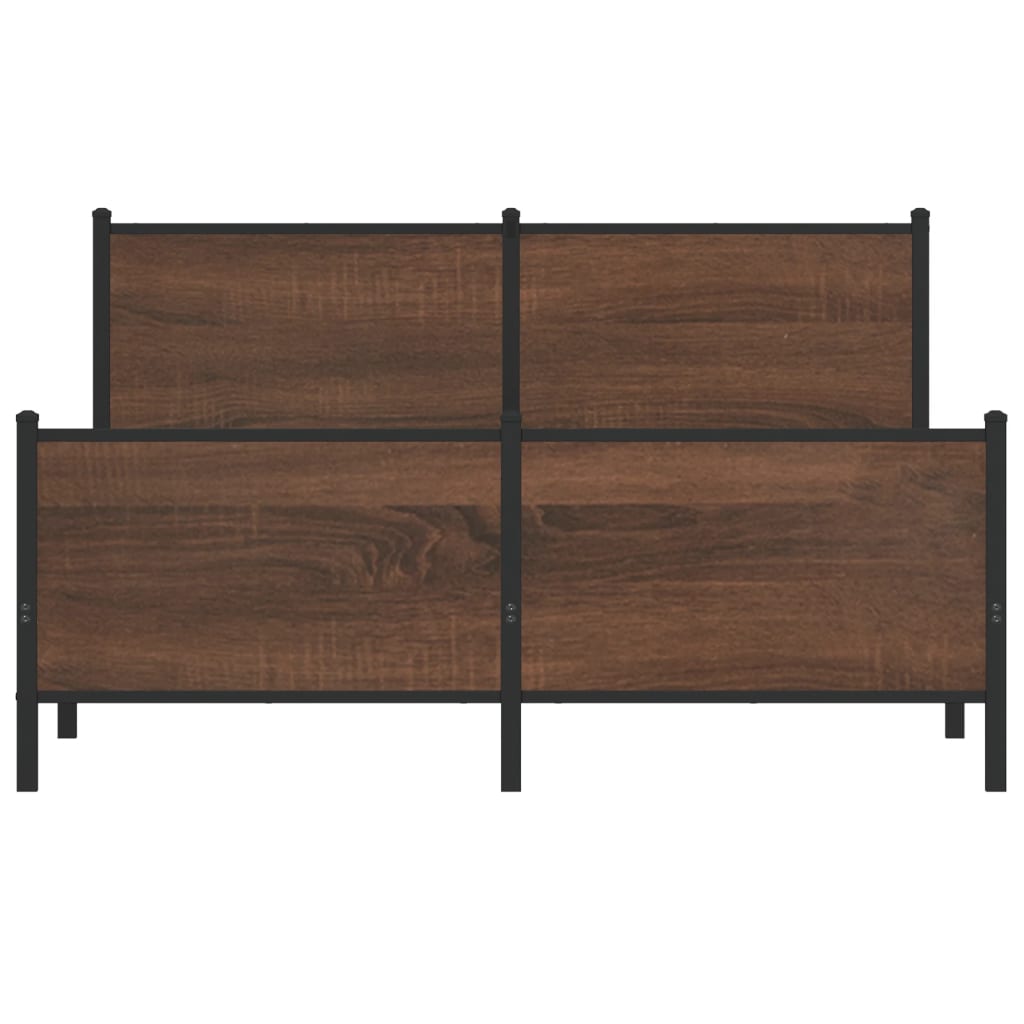Metallbett ohne Matratze Braun Eichen-Optik 140x190 cm