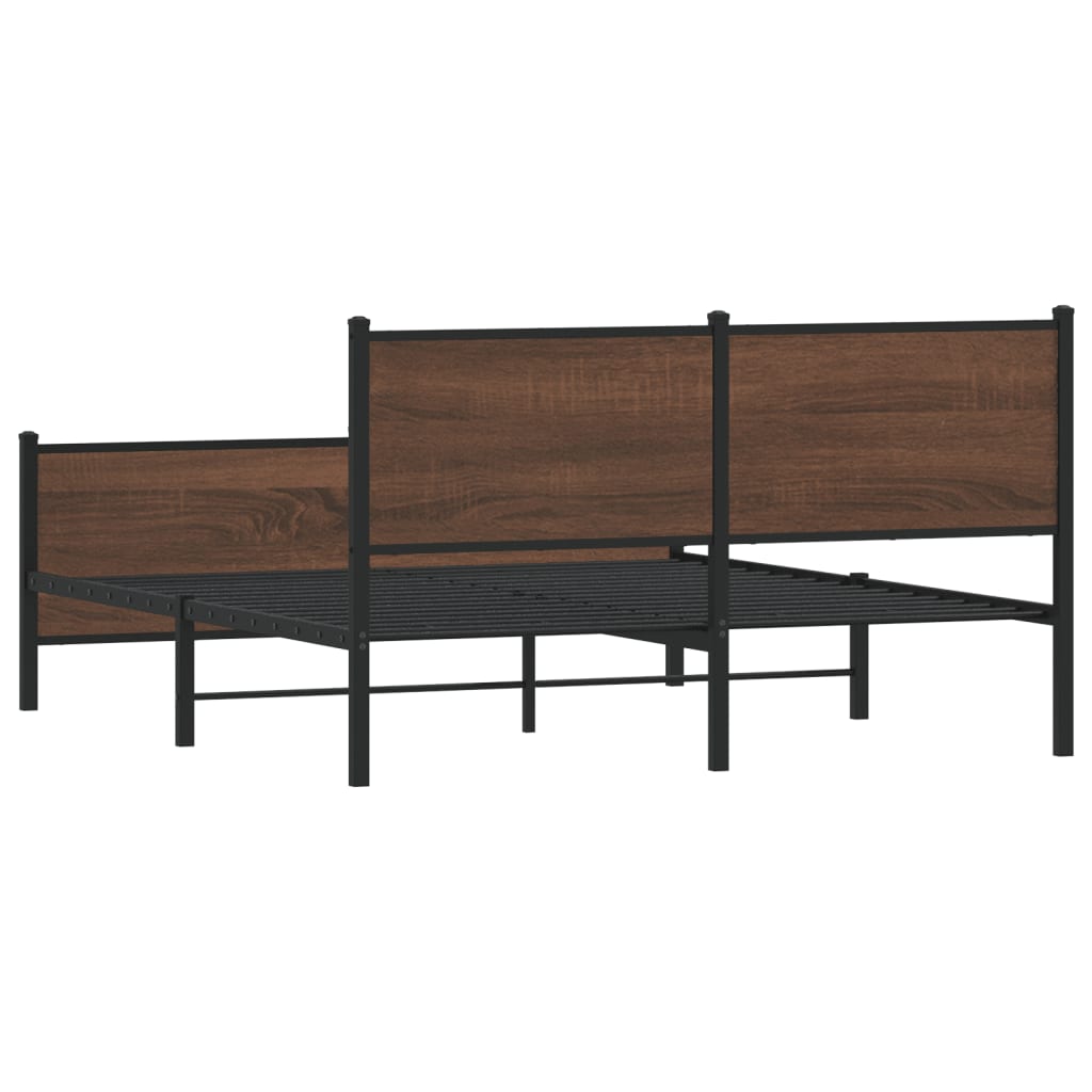 Metallbett ohne Matratze Braun Eichen-Optik 140x190 cm