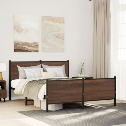 Metallbett ohne Matratze Braun Eichen-Optik 140x190 cm