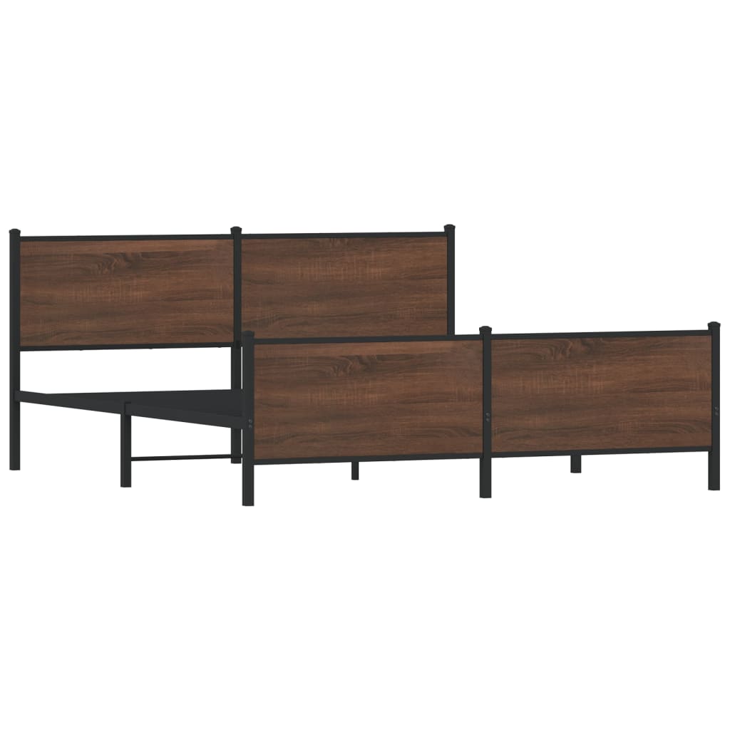 Metallbett ohne Matratze Braun Eichen-Optik 180x200 cm