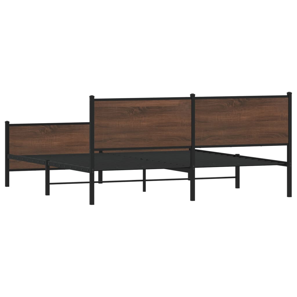 Metallbett ohne Matratze Braun Eichen-Optik 180x200 cm