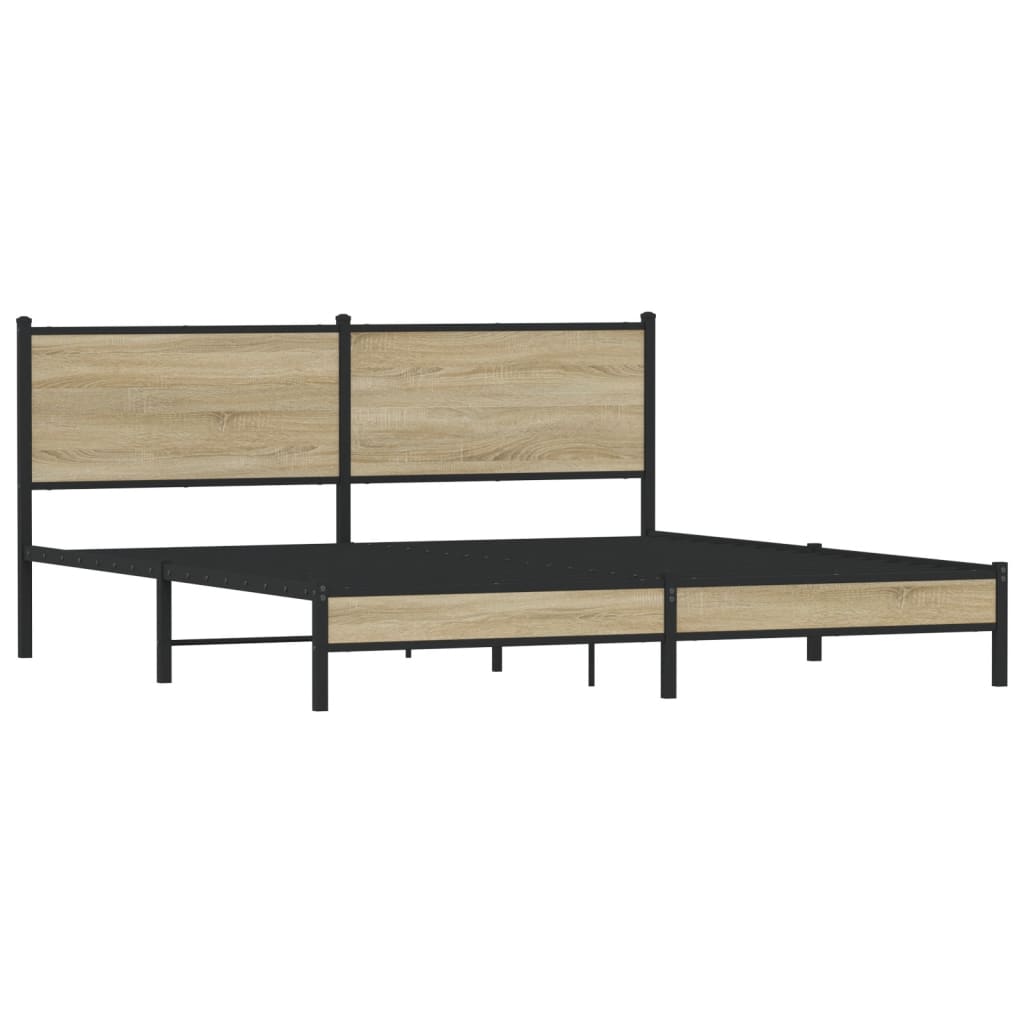 Metallbett ohne Matratze Sonoma-Eiche 180x200 cm