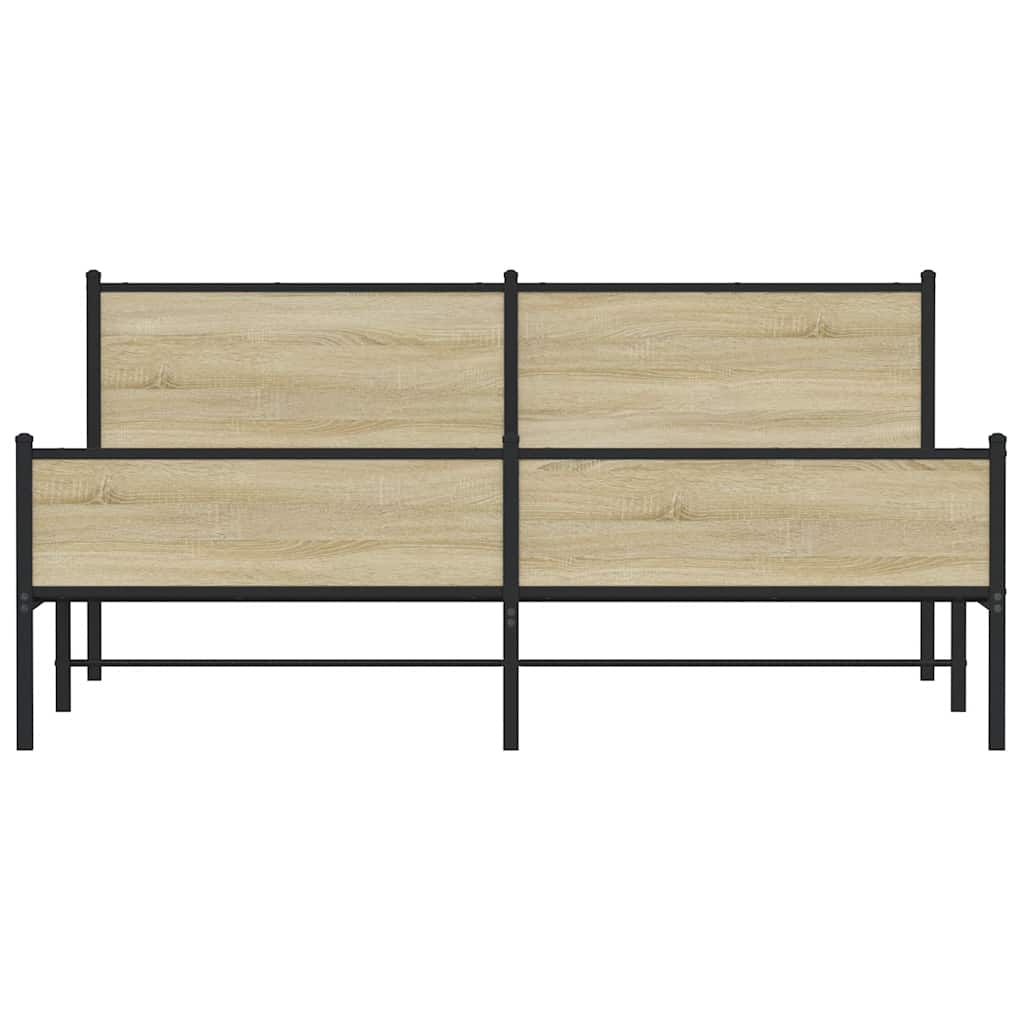 Metallbett ohne Matratze Sonoma-Eiche 160x200 cm