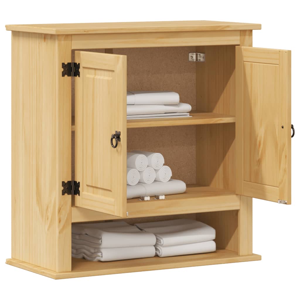 Meuble mural de salle de bain Corona 70x33x71,5 cm en bois de pin massif