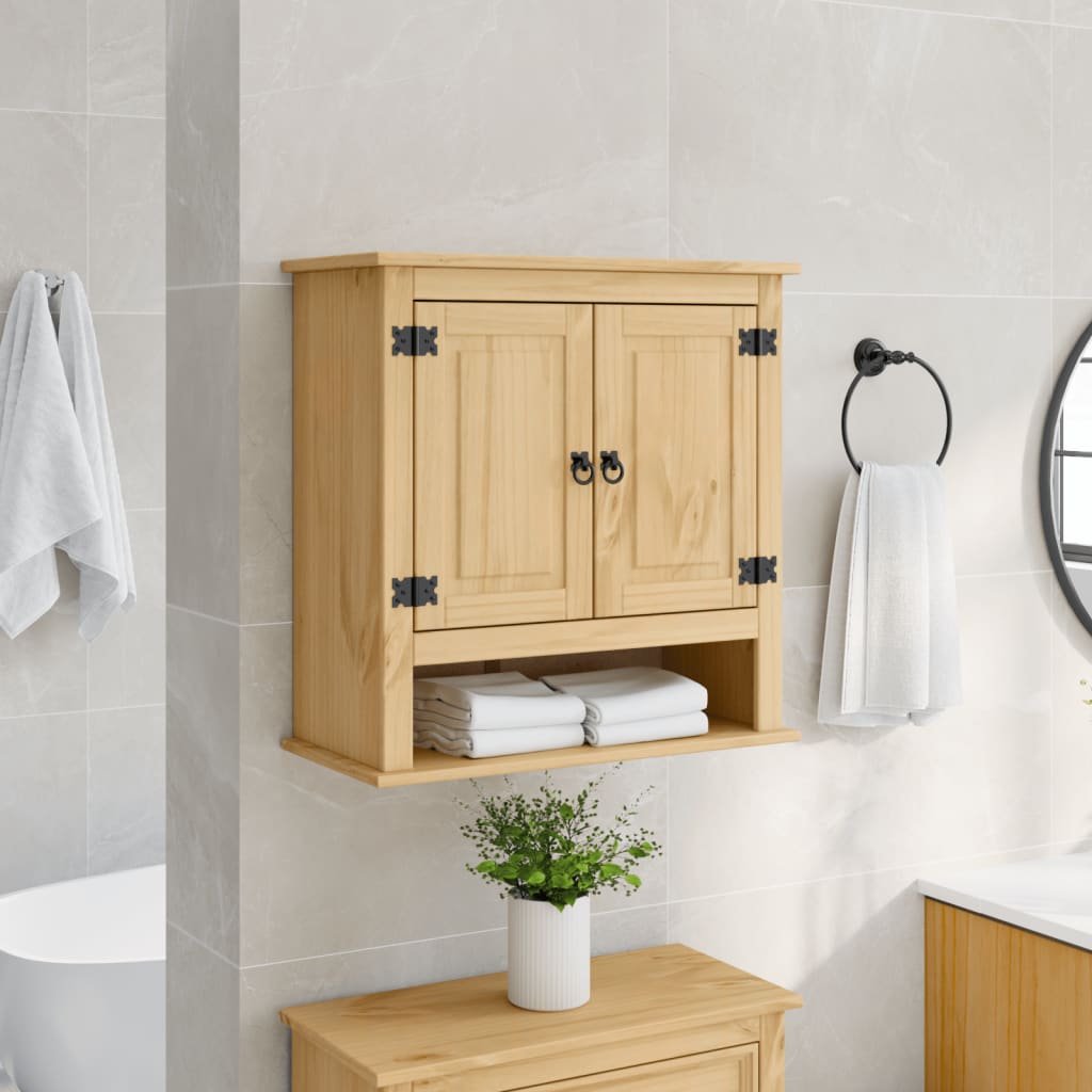 Meuble mural de salle de bain Corona 70x33x71,5 cm en bois de pin massif