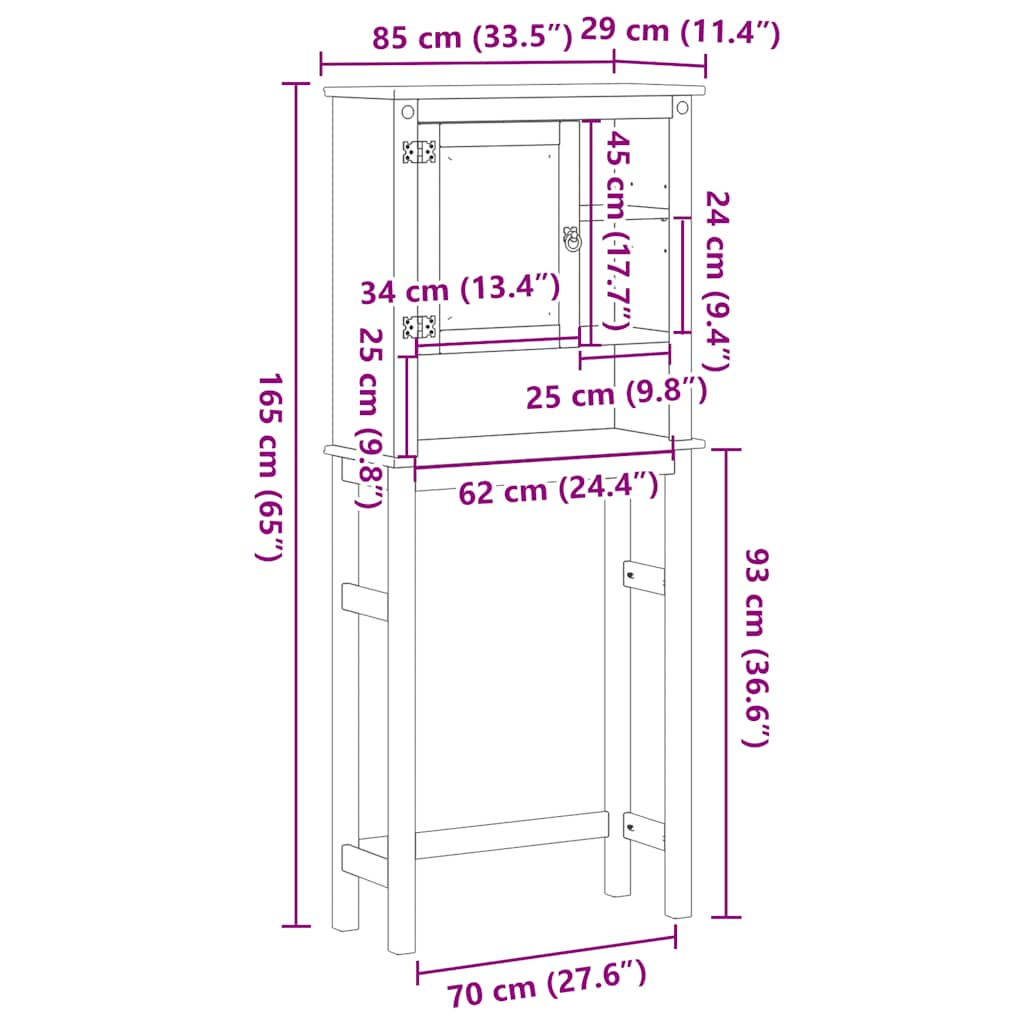 Waschmaschinenschrank Corona Massivholz Kiefer