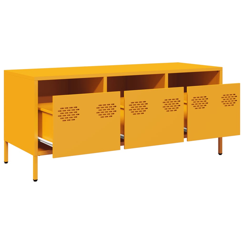 Meuble TV jaune moutarde 101,5x39x43,5 cm Acier laminé à froid