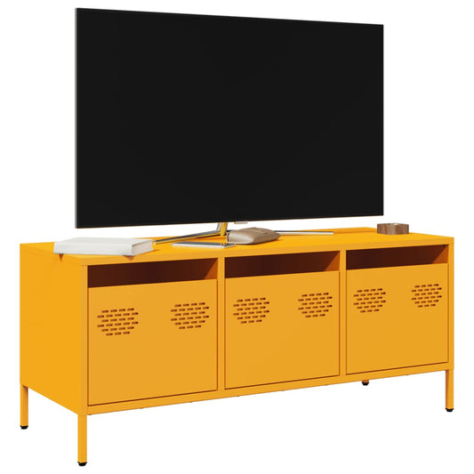 Meuble TV jaune moutarde 101,5x39x43,5 cm Acier laminé à froid