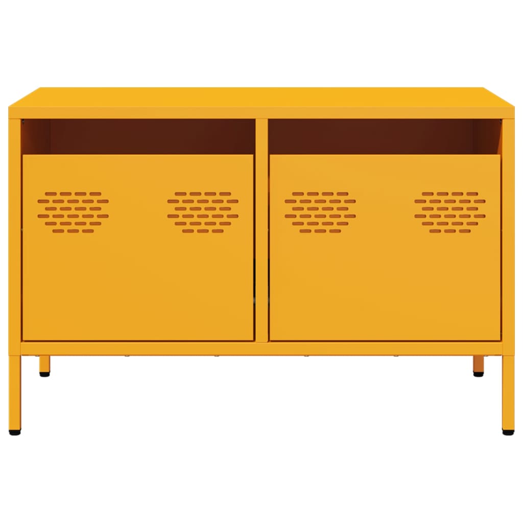 Meuble TV jaune moutarde 68x39x43,5 cm Acier laminé à froid