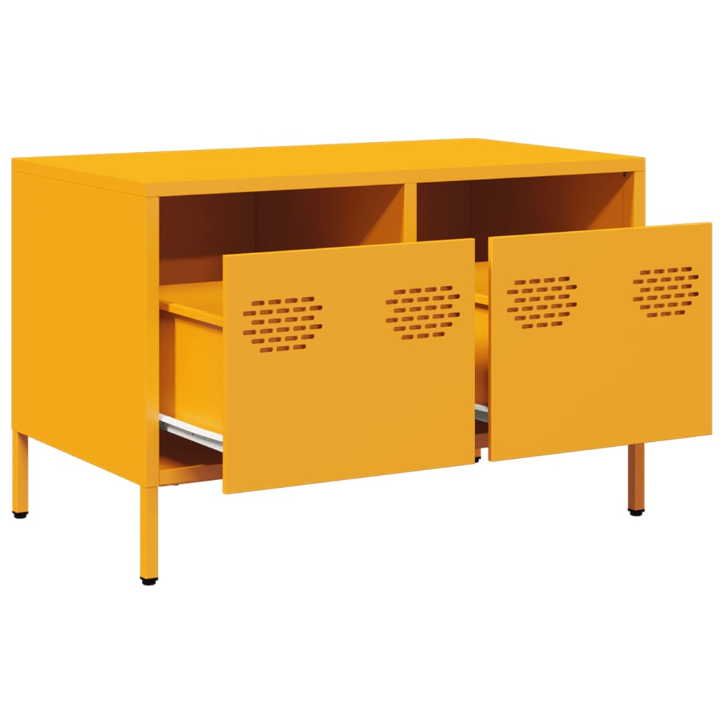 Meuble TV jaune moutarde 68x39x43,5 cm Acier laminé à froid