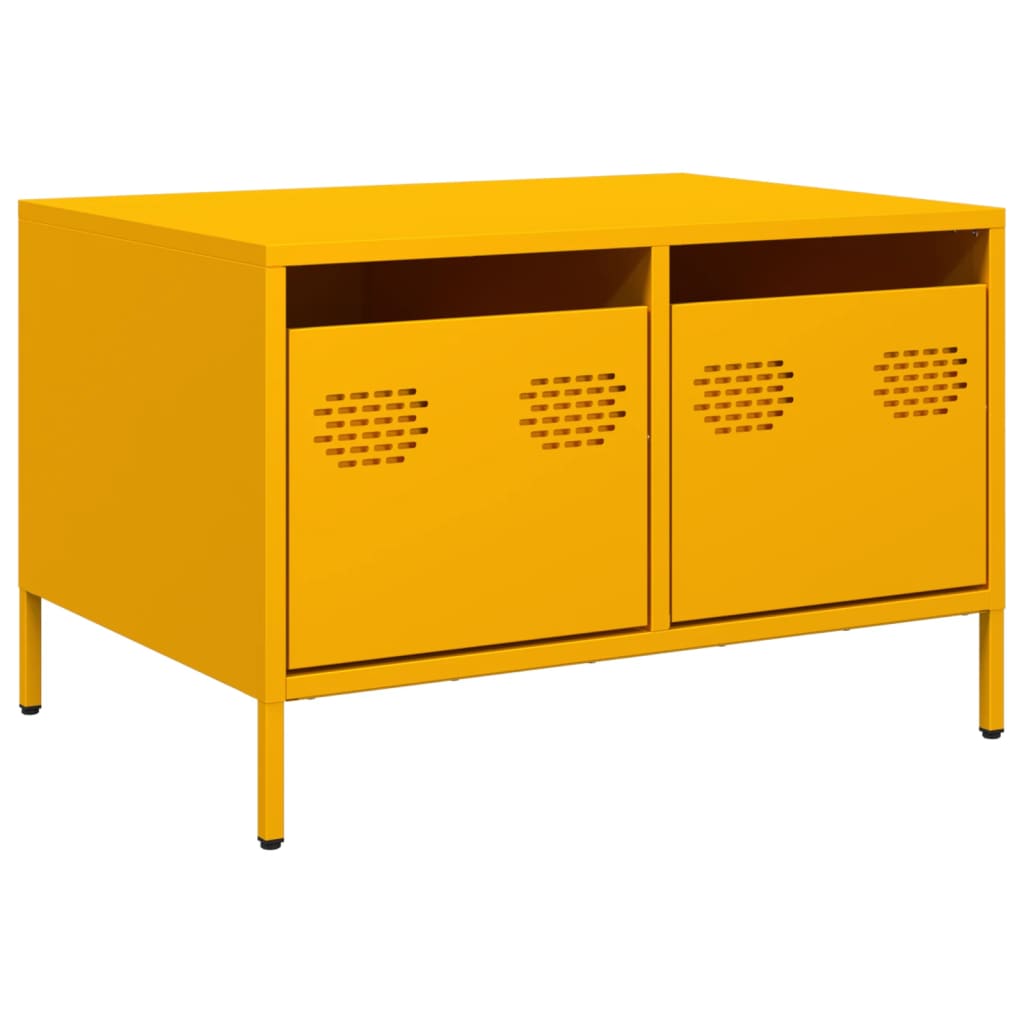 Meuble TV jaune moutarde 68x50x43,5 cm en acier laminé à froid