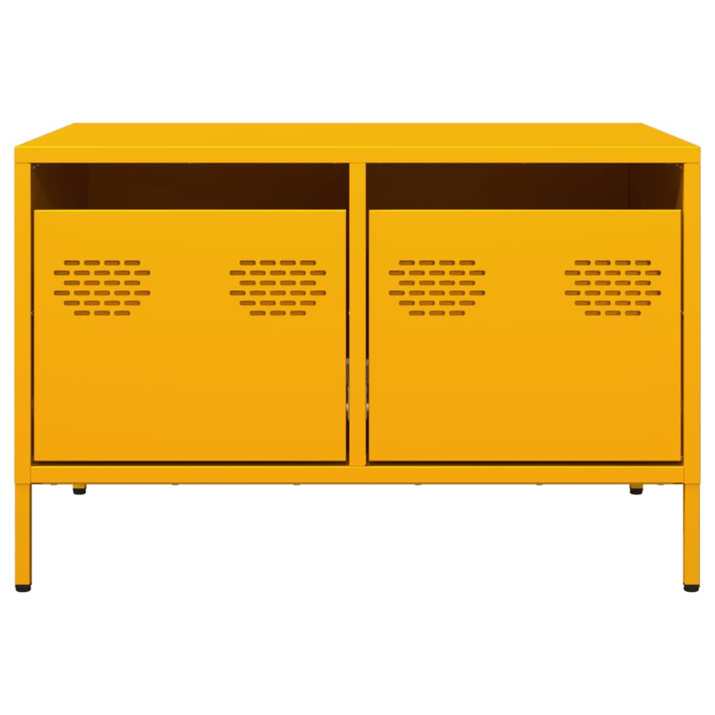 Meuble TV jaune moutarde 68x50x43,5 cm en acier laminé à froid