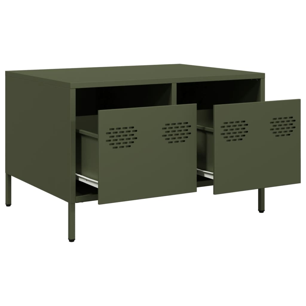 Meuble TV vert olive 68x50x43,5 cm Acier laminé à froid