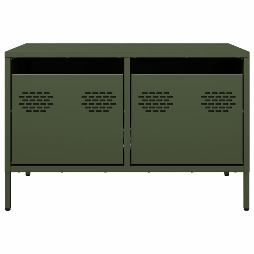 Meuble TV vert olive 68x50x43,5 cm Acier laminé à froid