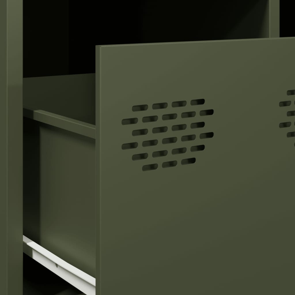 Meuble TV vert olive 68x50x43,5 cm Acier laminé à froid