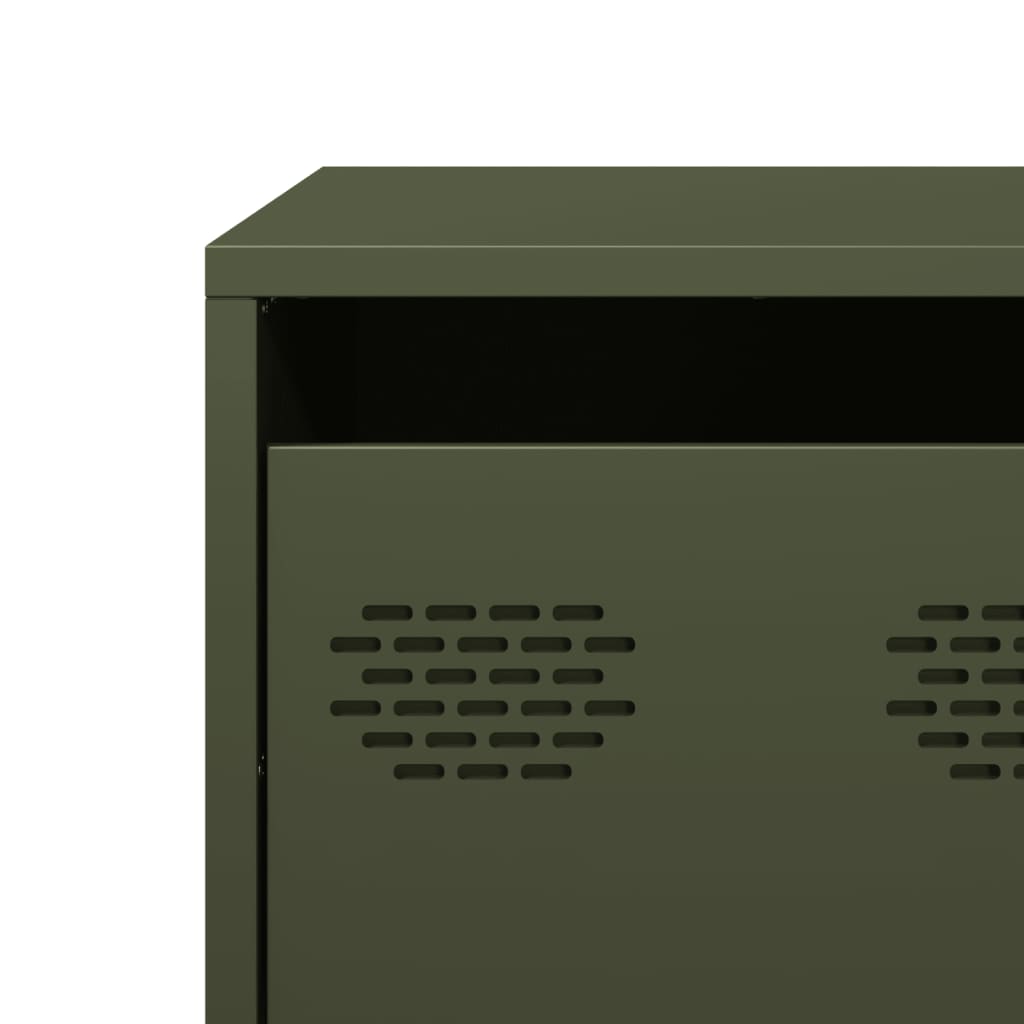 Meuble TV vert olive 68x50x43,5 cm Acier laminé à froid