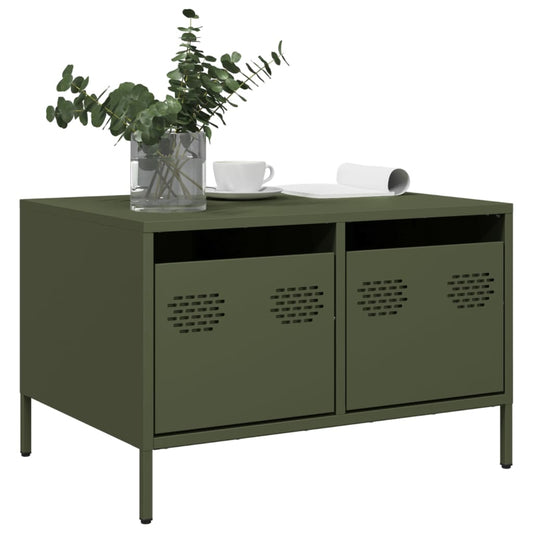 Meuble TV vert olive 68x50x43,5 cm Acier laminé à froid